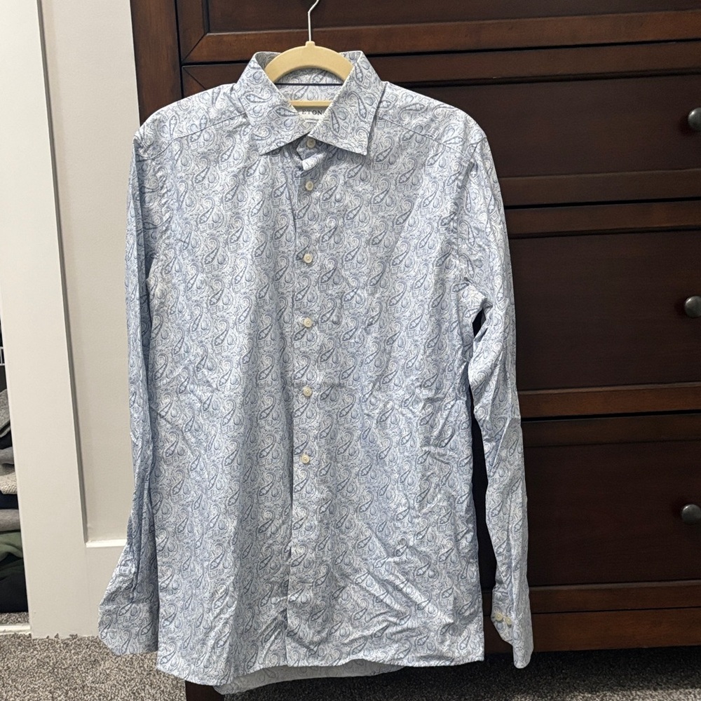 Eton Light Blue Paisley Button Down Shirt